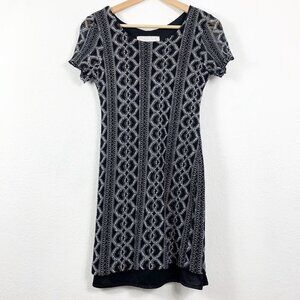 5/$25 Vintage Dress Medium Black White Lace Shell Vittoria Virini LBD